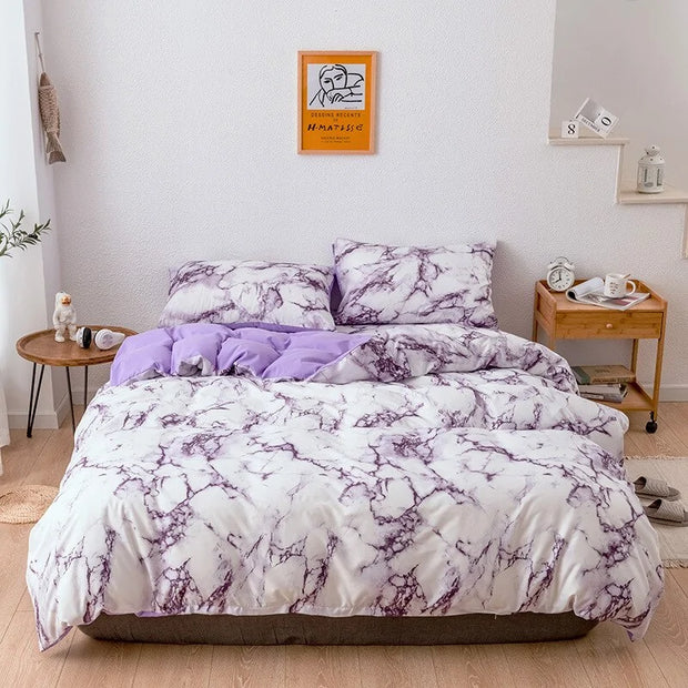 Printed marble bed sets