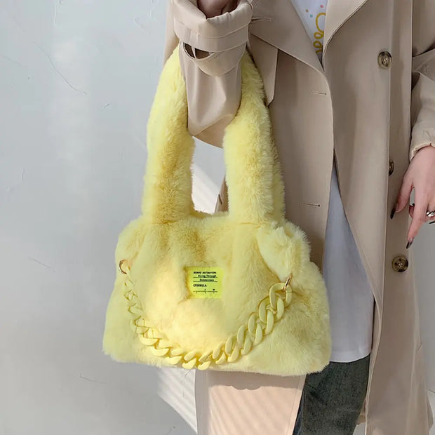 Fluffy Faux Fur Soft Shoulder Bags